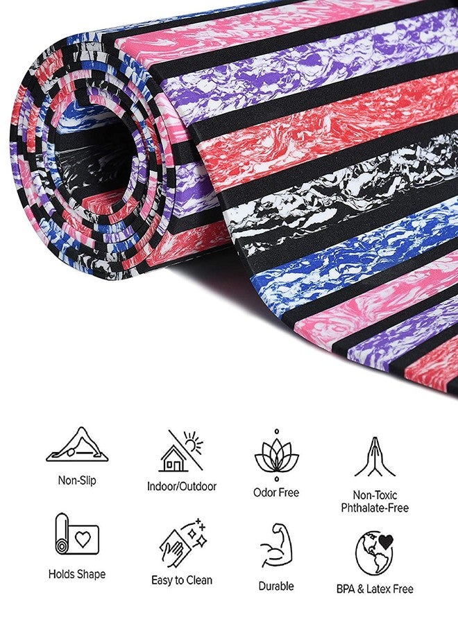TIB® Yoga Mat for Yoga Exercise and Gym Workout with Carry Bag, Anti-Slip/Anti Skid Yoga Mat for Men & Women Fitness, 4MM Thickness, MultIcolor - Image 3
