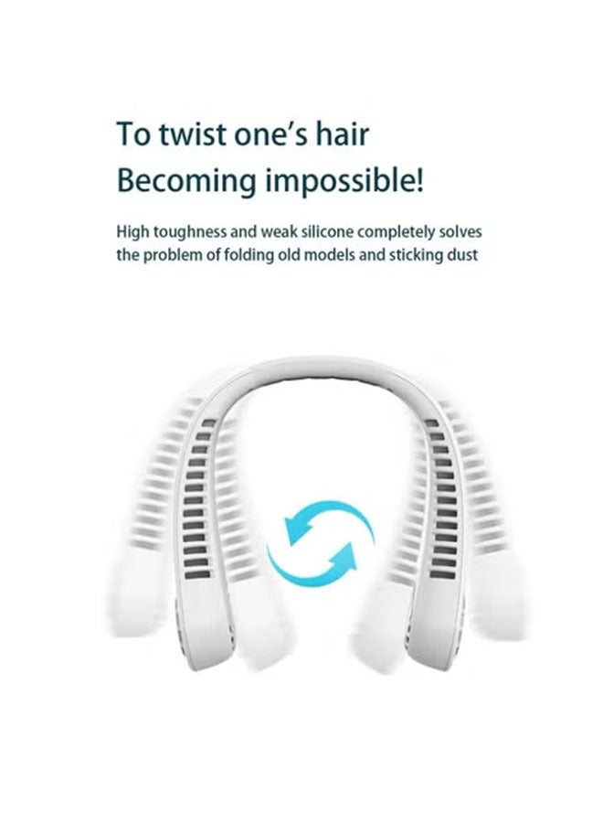 Bukela Portable Fan Portable Neck Fan Rechargeable Fan 8000 Mah Super Battery Life 5 Levels Of Strong Wind Adjustment Silicone Neck Fan Outdoor Air Conditioning Fan - Image 4