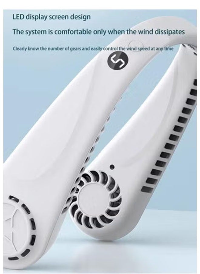 Bukela Portable Fan Portable Neck Fan Rechargeable Fan 8000 Mah Super Battery Life 5 Levels Of Strong Wind Adjustment Silicone Neck Fan Outdoor Air Conditioning Fan - Image 5