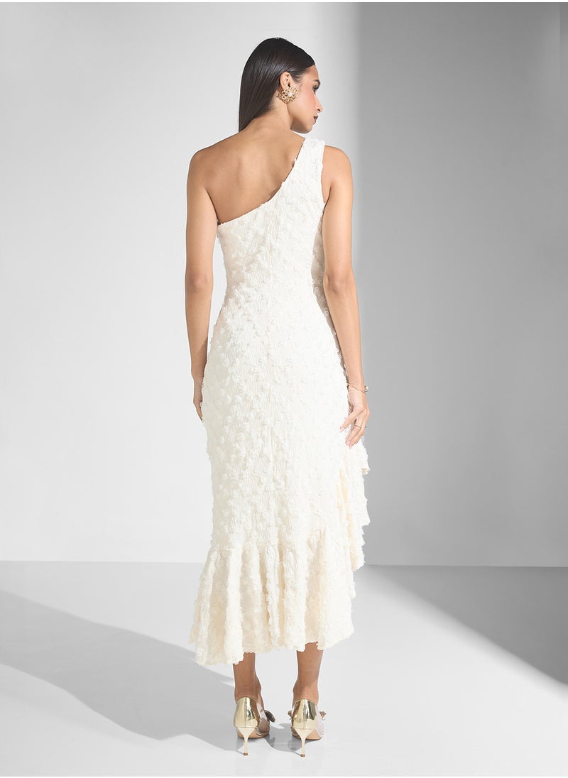 Just Me - 3D Rosette Fabric High Low Midi Dress - Image 1