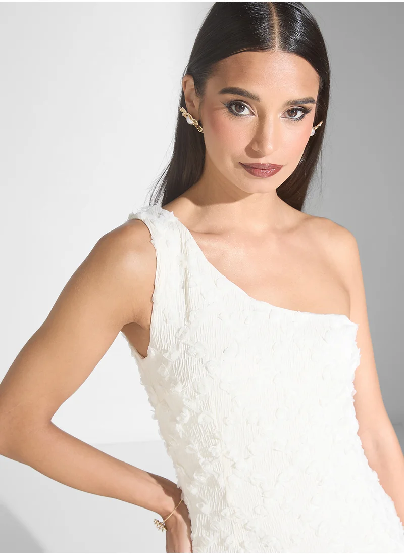 Just Me 3D Rosette Fabric High Low Midi Dress
