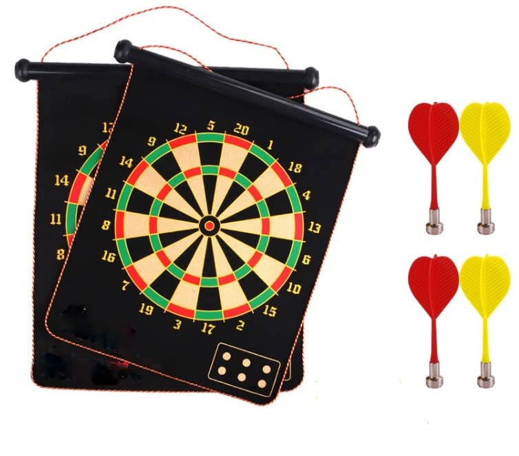 vGRASSP 12 Inch Magnetic Dart Board Game for Kids, Double Sided Foldable Dart Board Game Toy for Kids with 4 Free Magnetic Darts - Image 1