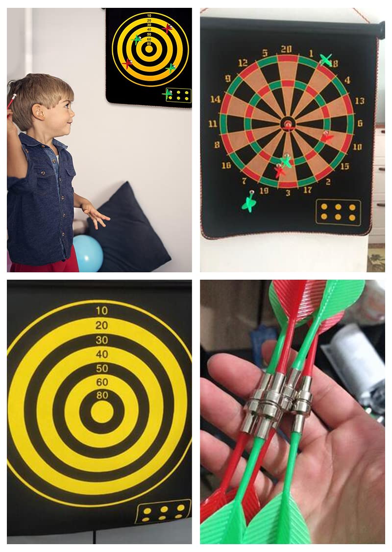 vGRASSP 12 Inch Magnetic Dart Board Game for Kids, Double Sided Foldable Dart Board Game Toy for Kids with 4 Free Magnetic Darts - Image 4