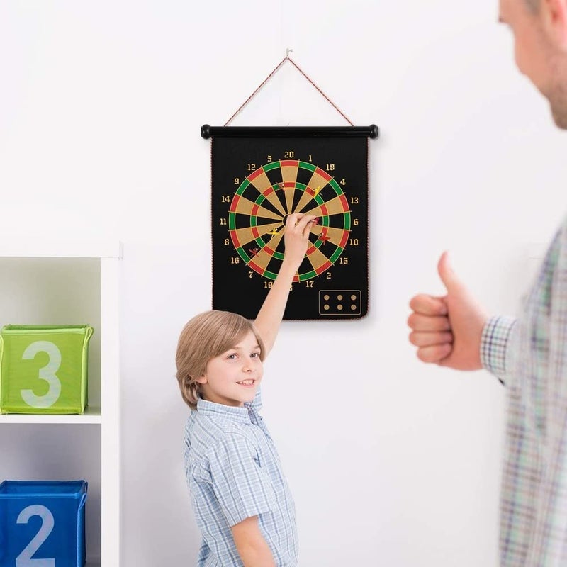 vGRASSP 12 Inch Magnetic Dart Board Game for Kids, Double Sided Foldable Dart Board Game Toy for Kids with 4 Free Magnetic Darts - Image 5