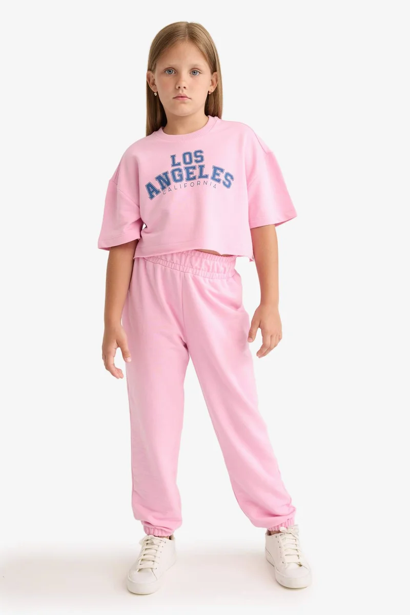 ديفاكتو Girl Printed T-Shirt Sweatpants 2 Piece Set