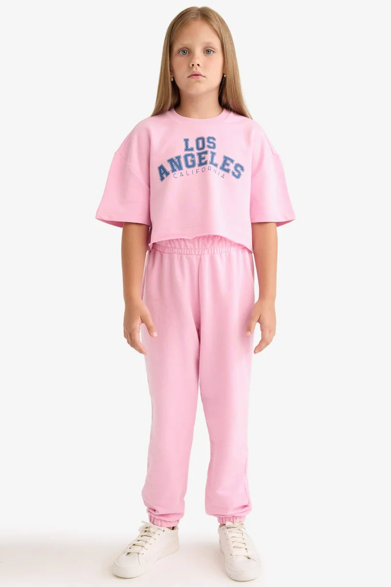 ديفاكتو Girl Printed T-Shirt Sweatpants 2 Piece Set