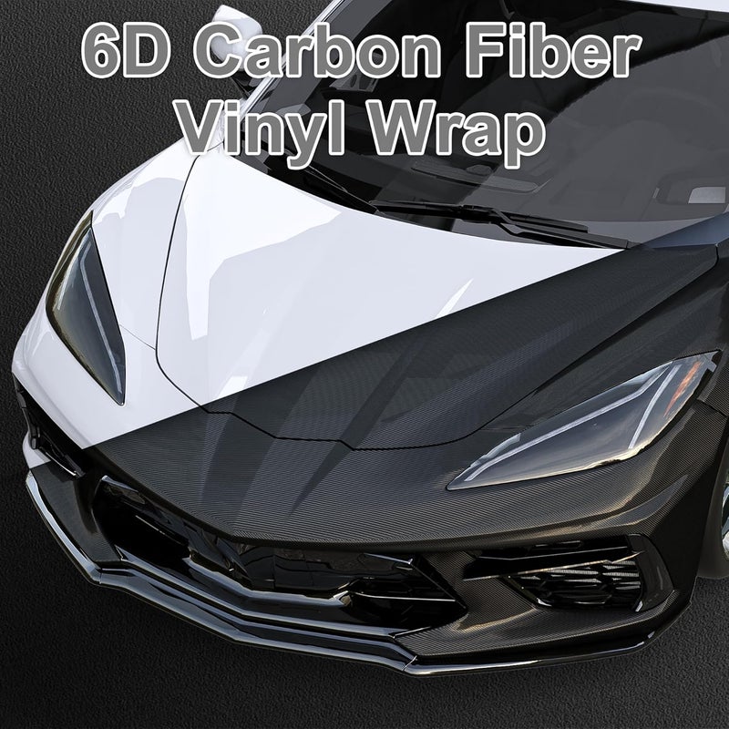Foneso 6D Carbon Fiber Vinyl Wrap, Self Adhesive Film, High Glossy Car Vinyl Roll, Adapted to The Appearance and The Interior of Motorcycles, Computers, Cars (6D Black with Tool, 30cm x 150cm) - Image 2