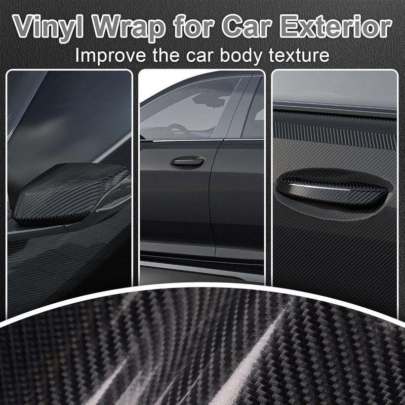 Foneso 6D Carbon Fiber Vinyl Wrap, Self Adhesive Film, High Glossy Car Vinyl Roll, Adapted to The Appearance and The Interior of Motorcycles, Computers, Cars (6D Black with Tool, 30cm x 150cm) - Image 3