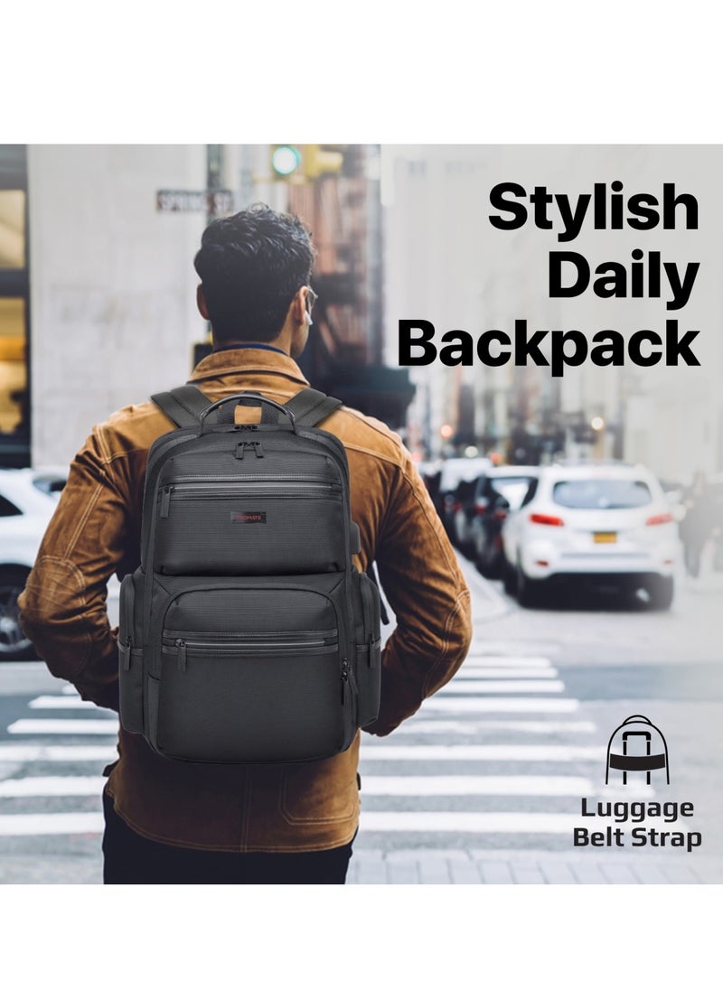 PROMATE - Promate Lightweight 15.6-inch Laptop Backpack with USB Charging Port, Secure Zippers, Adjustable Straps, Water Resistance, and Durable Finish for MacBook Air, iPad, Dell XPS 13, ElitePack-Pro - Image 1