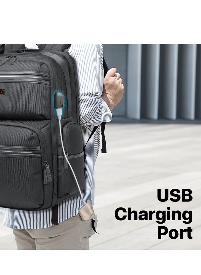 PROMATE - Promate Lightweight 15.6-inch Laptop Backpack with USB Charging Port, Secure Zippers, Adjustable Straps, Water Resistance, and Durable Finish for MacBook Air, iPad, Dell XPS 13, ElitePack-Pro - Image 1