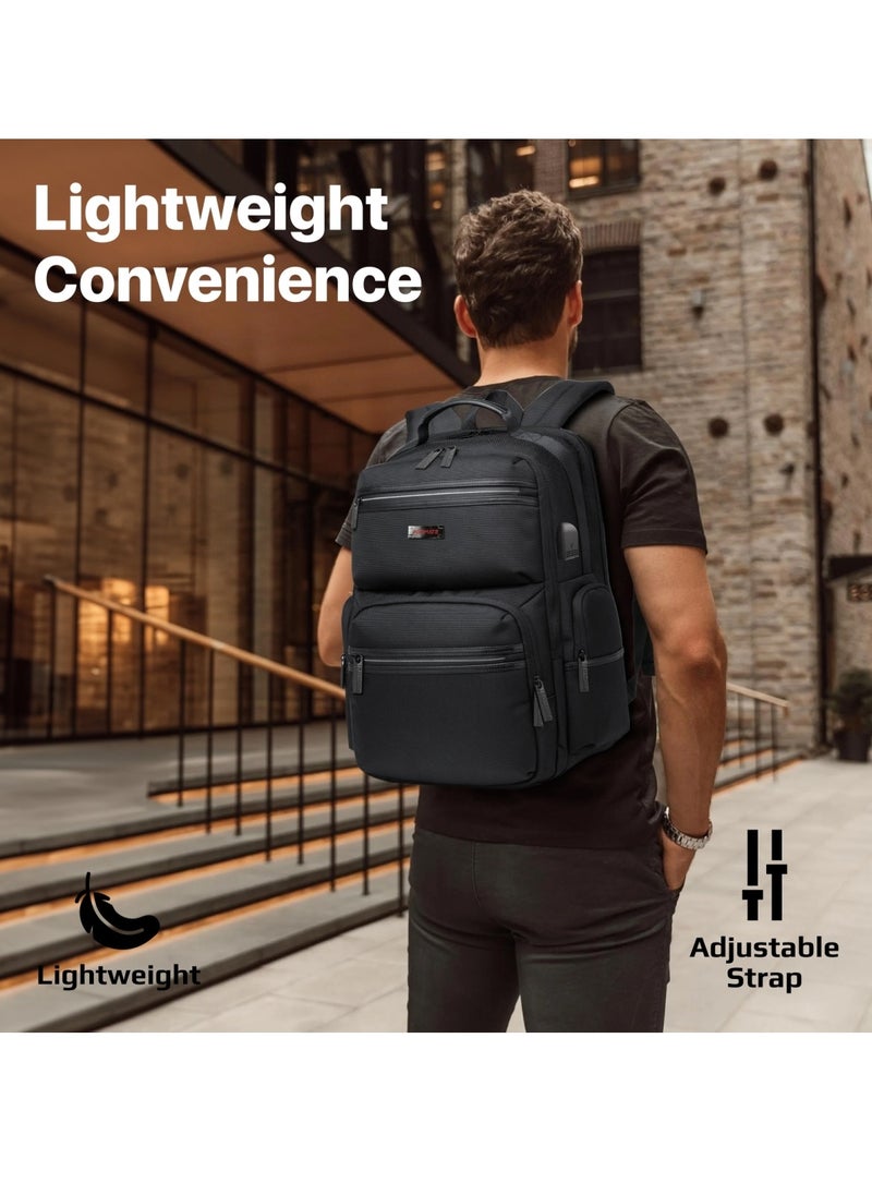 PROMATE - Promate Lightweight 15.6-inch Laptop Backpack with USB Charging Port, Secure Zippers, Adjustable Straps, Water Resistance, and Durable Finish for MacBook Air, iPad, Dell XPS 13, ElitePack-Pro - Image 1