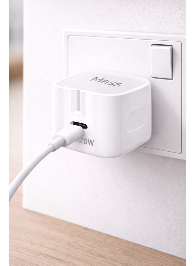 ماس شاحن سريع USB-C بقوة 20 واط متوافق مع أجهزة iPhone - أبيض - ضمان محلي لمدة عام - Image 3
