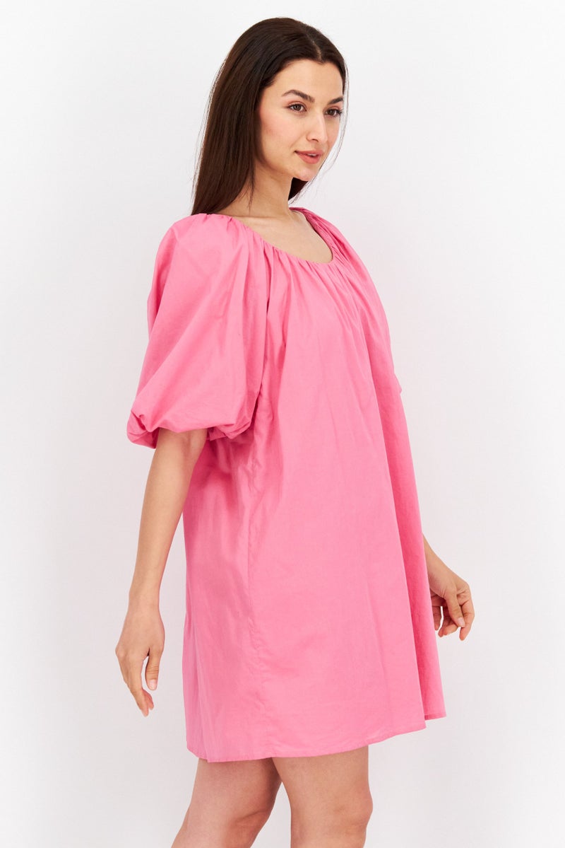 MANGO Women Plain Mini Dress, Pink  - Image 2