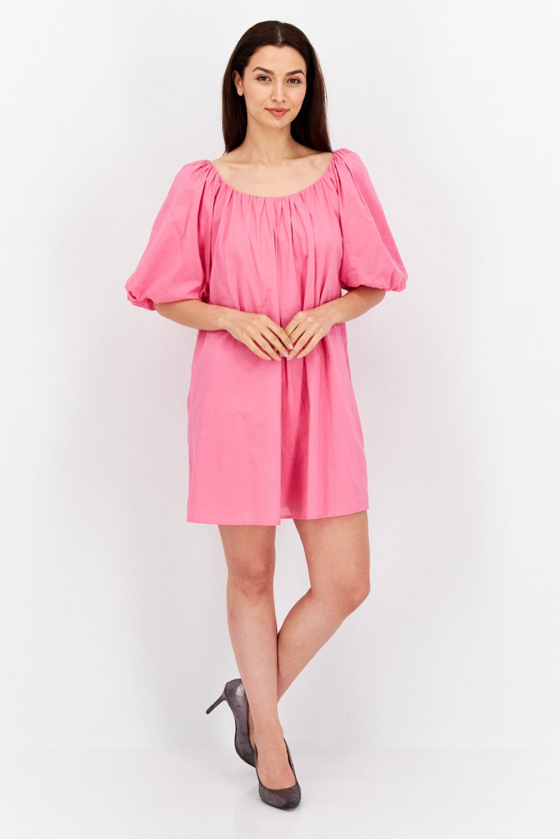 MANGO Women Plain Mini Dress, Pink  - Image 4