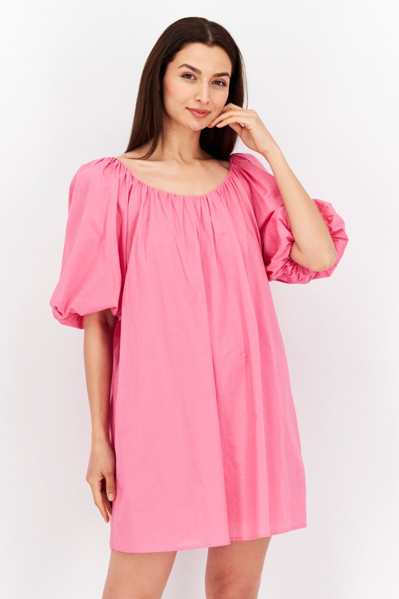 MANGO Women Plain Mini Dress, Pink  - Image 1