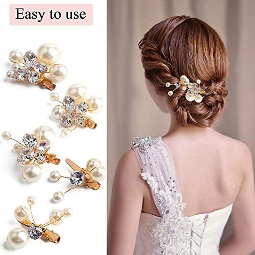 Sppry Small Pearl Alligator Hair Clips - Sparkly Rhinestone Butterfly Hair Accessories for Women or Bridal Girls in Wedding Prom Party, Set of 5 Pcs - Image 5