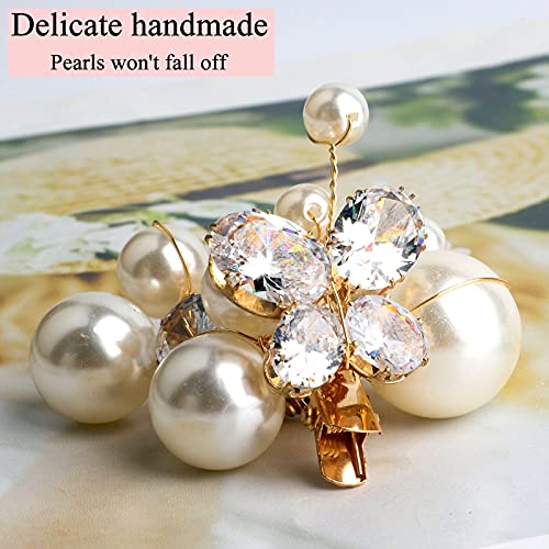 Sppry Small Pearl Alligator Hair Clips - Sparkly Rhinestone Butterfly Hair Accessories for Women or Bridal Girls in Wedding Prom Party, Set of 5 Pcs - Image 4