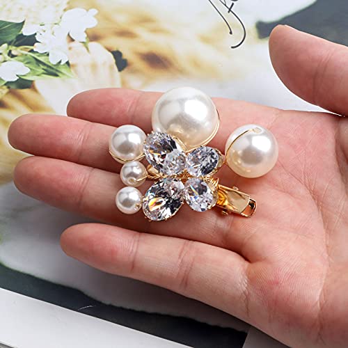 Sppry Small Pearl Alligator Hair Clips - Sparkly Rhinestone Butterfly Hair Accessories for Women or Bridal Girls in Wedding Prom Party, Set of 5 Pcs - Image 3