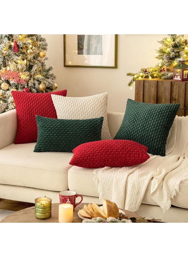 MIULEE MIULEE Throw Pillow Covers Soft Corduroy Decorative Set of 2 Boho Striped Pillow Covers Pillowcases Farmhouse Home Decor for Christmas Couch Bed Sofa Living Room 24x24 Inch Cream White - Image 5