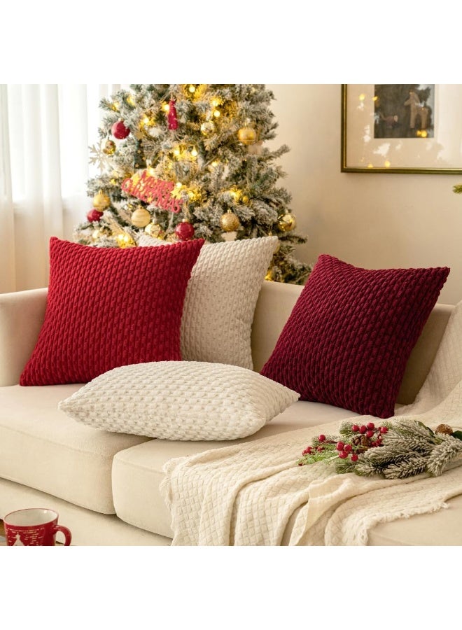 MIULEE MIULEE Throw Pillow Covers Soft Corduroy Decorative Set of 2 Boho Striped Pillow Covers Pillowcases Farmhouse Home Decor for Christmas Couch Bed Sofa Living Room 24x24 Inch Cream White - Image 4