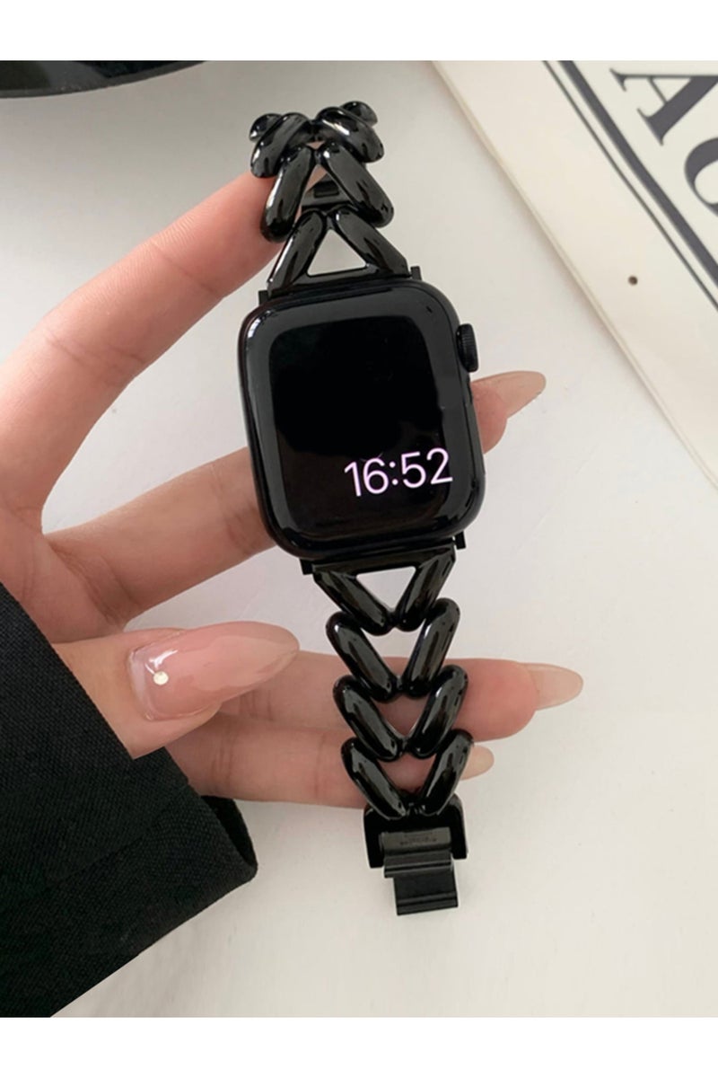42mm 44mm 45mm 49mm black Love Heart Metal Strap For Watch se 40mm Band 44mm 45 38 41 42 49mm Lady