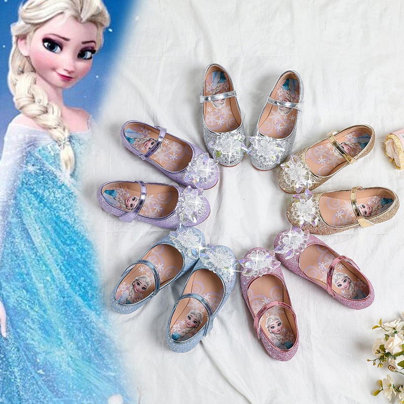 Princess Shoes For Girls, Elsa Shoes, New Children'S Leather Shoes, Silver Crystal Single Shoes For Girls, Summer Soft Soles - Image 2
