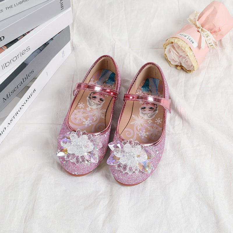 Princess Shoes For Girls, Elsa Shoes, New Children'S Leather Shoes, Silver Crystal Single Shoes For Girls, Summer Soft Soles - Image 3