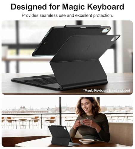 Matekxy Magic Keyboard Compatible Case for iPad Air 11 inch M4 2026/M3 2025/M2 2024 with Pencil Holder for SmartKeyboard Folio Slim Back Cover,for 10.9" iPad Air 4/5/6th, (Keyboard Not Included), Black - Image 3