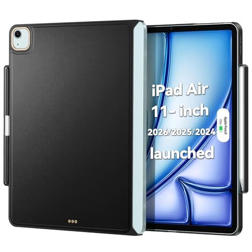 Matekxy Magic Keyboard Compatible Case for iPad Air 11 inch M4 2026/M3 2025/M2 2024 with Pencil Holder for SmartKeyboard Folio Slim Back Cover,for 10.9" iPad Air 4/5/6th, (Keyboard Not Included), Black - Image 1