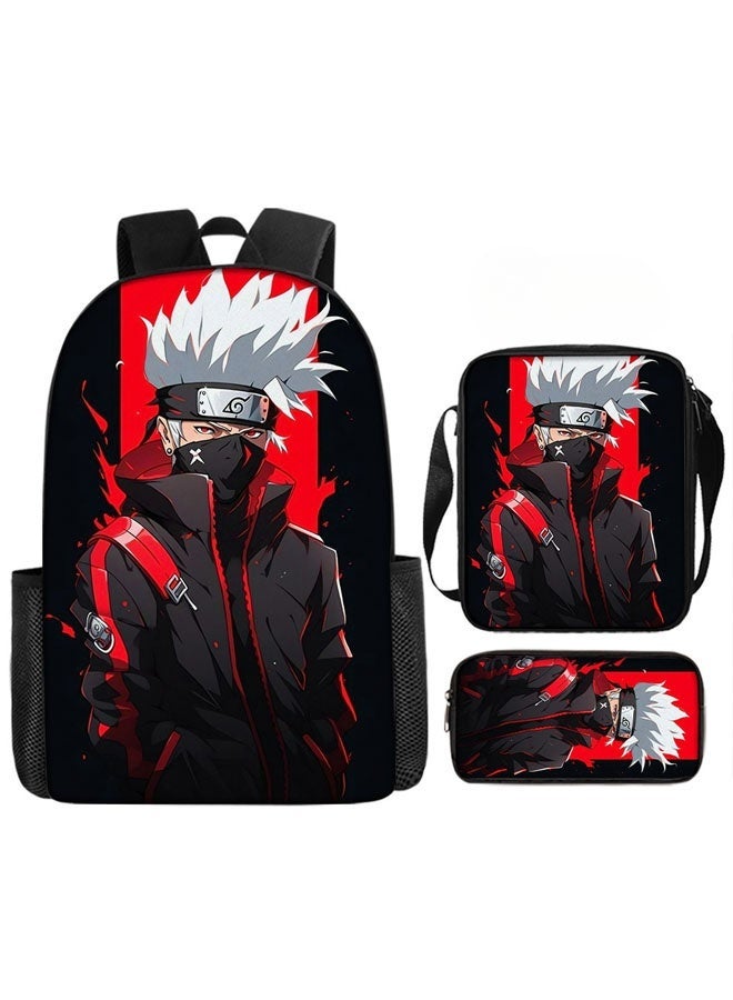 2025-2026 backpack pencil case shoulder bag three-piece suit leisure sports travel backpack student school backpack suitable for boys and girls Naruto fans - Image 1