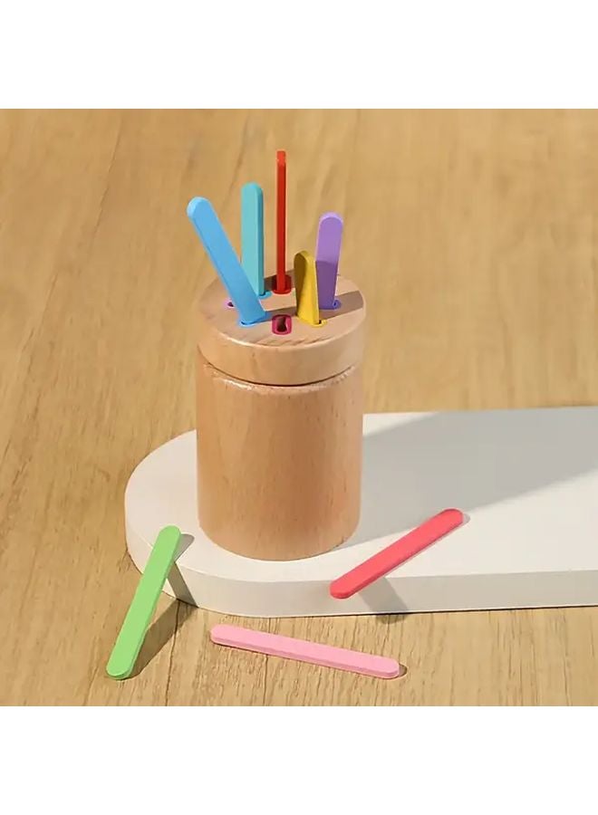 لعبة فرز خشبية تعليمية حساسية للتعرف على لون وشكل الأنابيب الدقيقة - Image 1