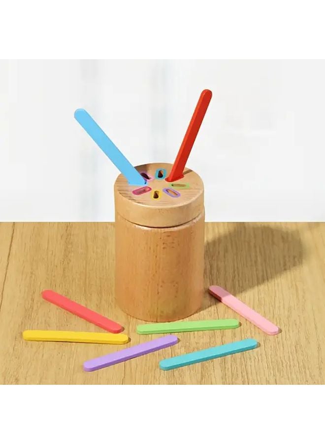 لعبة فرز خشبية تعليمية حساسية للتعرف على لون وشكل الأنابيب الدقيقة - Image 4