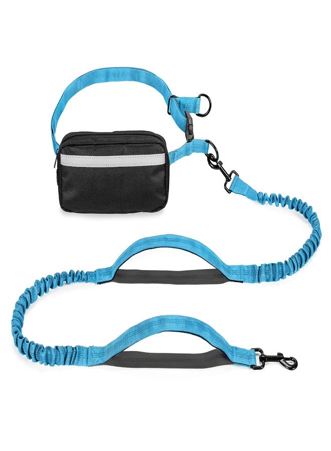 Squirrel Products Hands Free Dog Leash with Hip Belt/Crossbody Strap, Zipper Pouch, and Shock Absorbing Bungee for Walking or Jogging with pet (Blue, Black) - Image 1