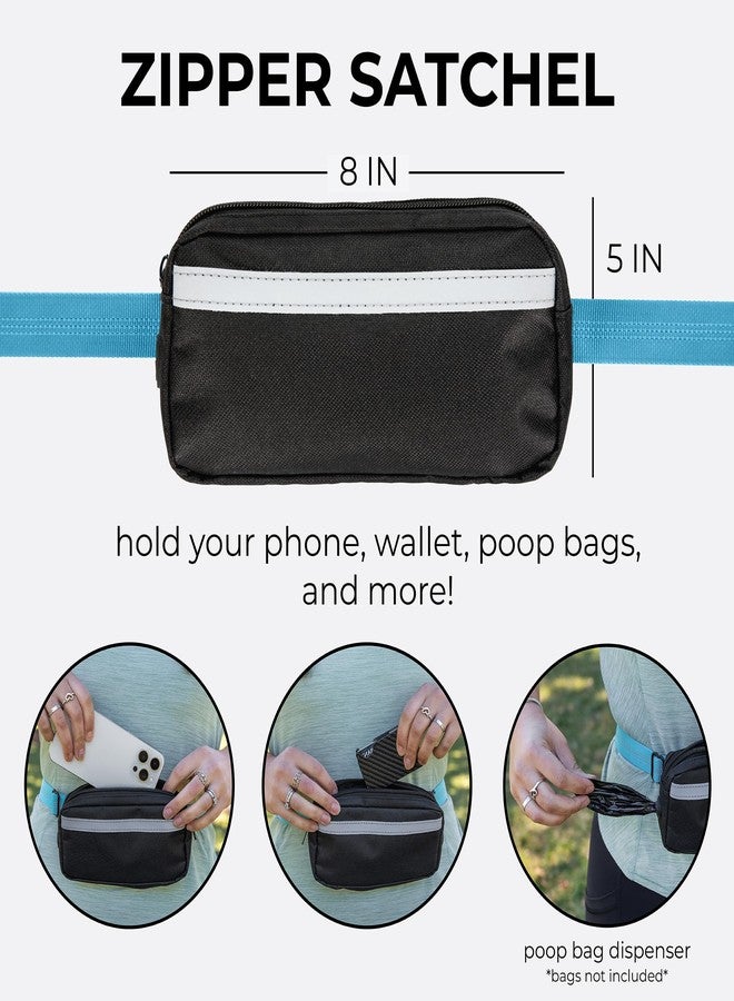Squirrel Products Hands Free Dog Leash with Hip Belt/Crossbody Strap, Zipper Pouch, and Shock Absorbing Bungee for Walking or Jogging with pet (Blue, Black) - Image 4