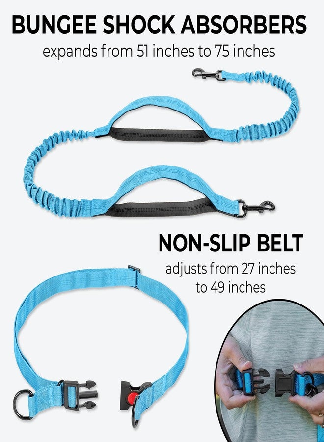 Squirrel Products Hands Free Dog Leash with Hip Belt/Crossbody Strap, Zipper Pouch, and Shock Absorbing Bungee for Walking or Jogging with pet (Blue, Black) - Image 3