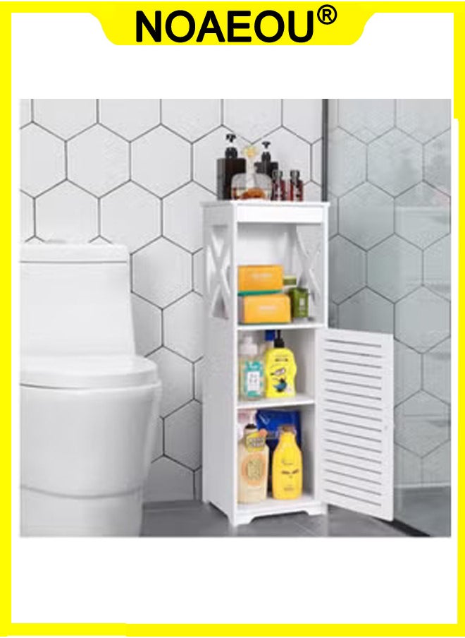 NOAEOU Waterproof Bathroom Cabinets,Bathroom Storage Shelf Organizer Cupboard with Daily use Layer and 1 Cupboard Door(White)  - Image 1