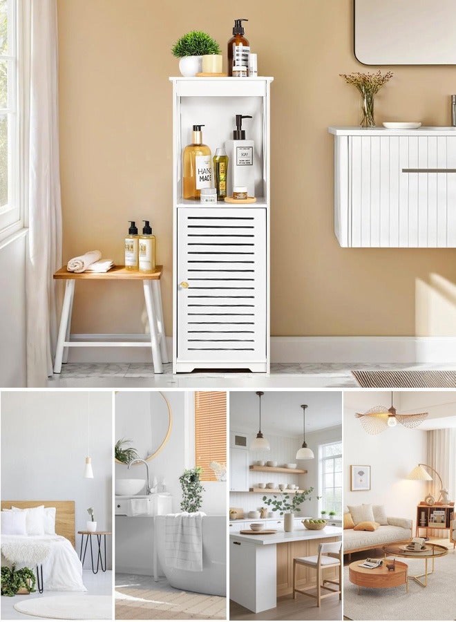 نوايوو خزانات الحمام ضد الماء، خزانة تخزين رفوف الحمام  مع طبقة الاستخدام اليومي و 1 باب خزانة(الأبيض) - Image 1