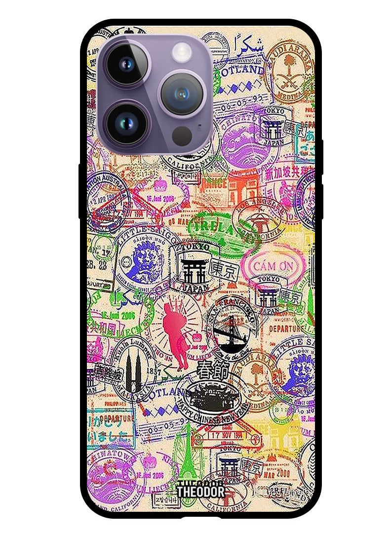 Theodor - Protective Case Cover For Apple iPhone 14 Pro Max 6.7" 2022 Passport Stamp - Image 1