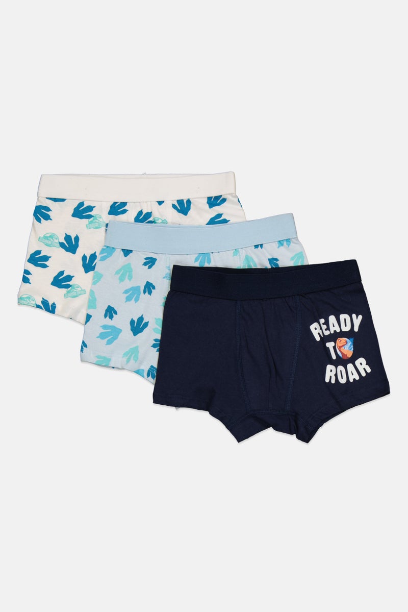 Jurassic Park Kids Boy 3 Pieces Allover Print Boxers, Multicolor - Image 1