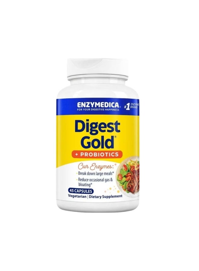 Enzymedica Digest Gold + Probiotics Digestive Enzyme Supplement, 45 Capsules