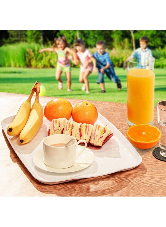 TP صينية تقديم TP مع مقابض، مجموعة من 2 صينية تقديم مستطيلة كبيرة من الميلامين، بيضاء نقية - Image 5