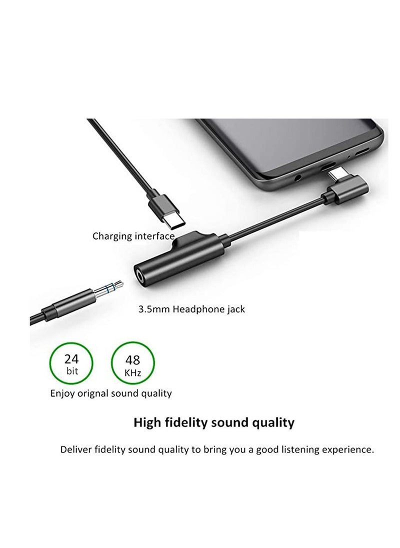 Type C to 3.5mm Adapter For Headphone, Easy Use USB 3.5 mm Audio Jack Earphone Converter Compatible with for Huawei, Xiaomi, Moto Z and Etc, Support Calls
