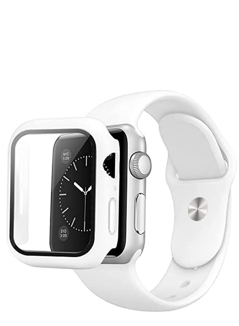 Band with Case Compatible with  Apple Watch Series 10 46mm,Adjustable Silicone Sport Wristband Replacement, Strap With Cover Built-in Glass Screen Protector for Apple Watch Series Series 10 46mm