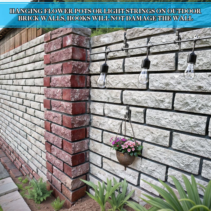 Lewufe Stainless Steel Brick Wall Clips  Brick Hooks Clamp Outdoor Heavy Duty 1-3/4"" To 2-3/4"" Brick Hook Brick Hangers No Drill  6 Packs - Image 3