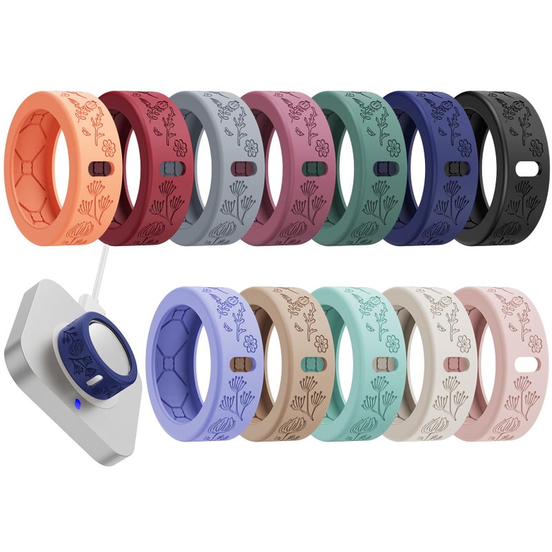YWXTW Floral Cover for Oura Ring 4/3/ 4 Ceramic/Samsung/Ultrahuman, Support Charging Silicone Ring Protector for Women/Girls/Men, Dressy Accessories, 12 Pack (Multicolor, S) - Image 1