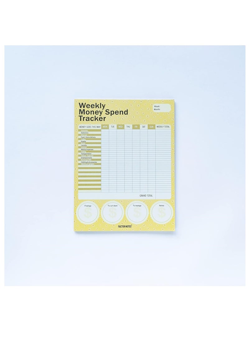 FACTOR NOTES A4 Size Weekly Money Spend Tracker Tear-Off Notepad 52 Sheets  - Image 1