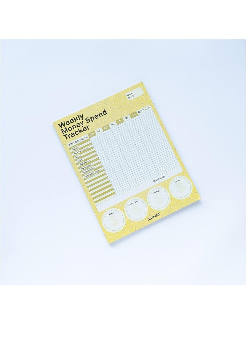 FACTOR NOTES A4 Size Weekly Money Spend Tracker Tear-Off Notepad 52 Sheets  - Image 3