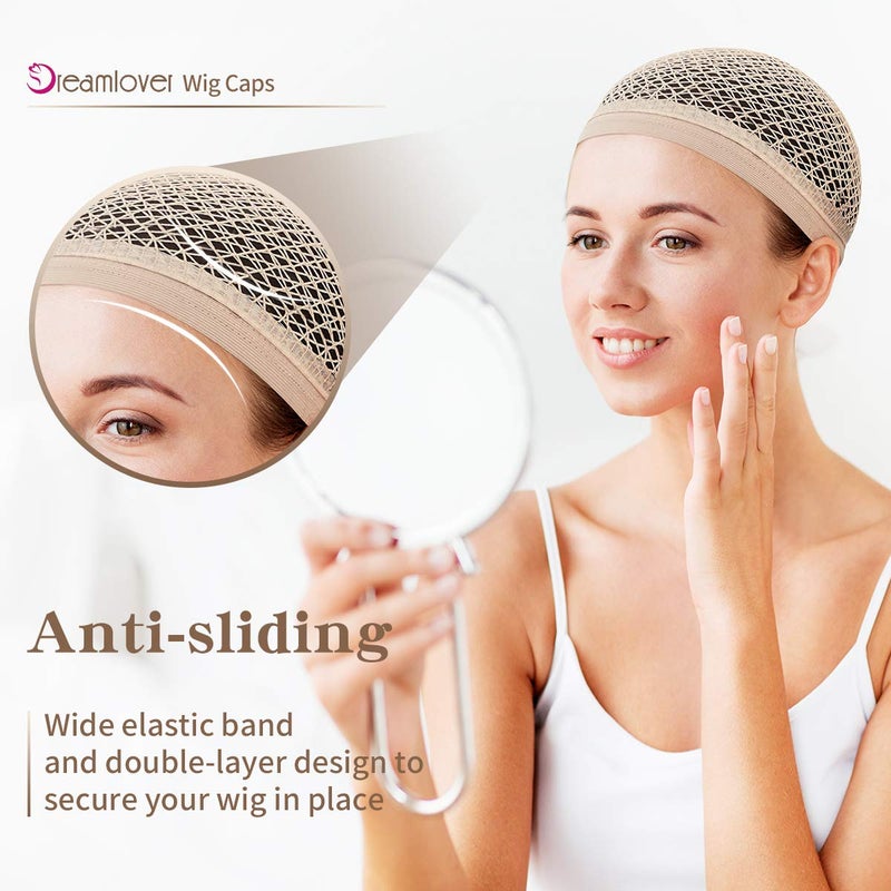 Dreamlover Wig Caps, No Braiding Needed Wig Caps for Wig Beginner, Wig Net for Long Hair, Hair Net for Halloween Cosplay, Natural Nude, 2 Pieces - Image 4