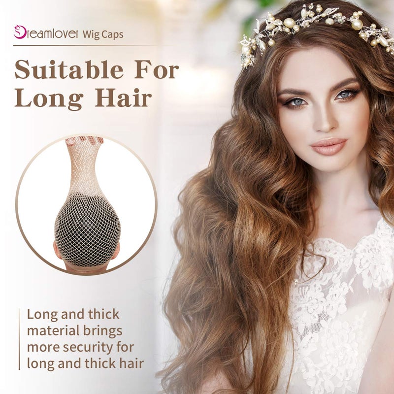 Dreamlover Wig Caps, No Braiding Needed Wig Caps for Wig Beginner, Wig Net for Long Hair, Hair Net for Halloween Cosplay, Natural Nude, 2 Pieces - Image 3