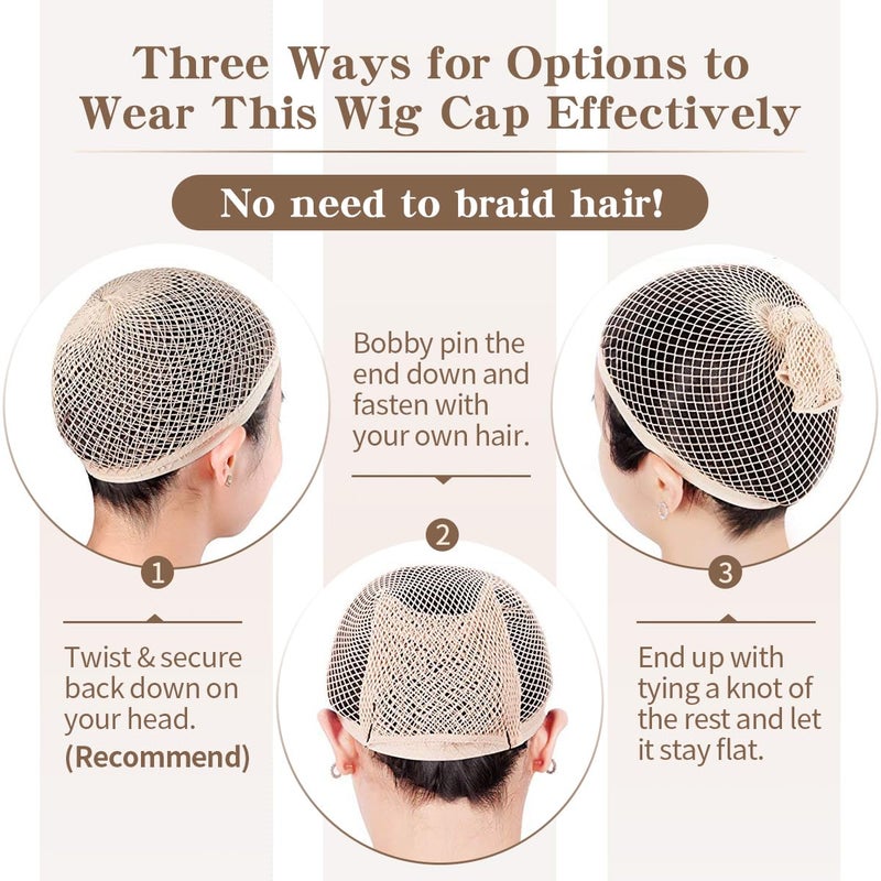 Dreamlover Wig Caps, No Braiding Needed Wig Caps for Wig Beginner, Wig Net for Long Hair, Hair Net for Halloween Cosplay, Natural Nude, 2 Pieces - Image 2